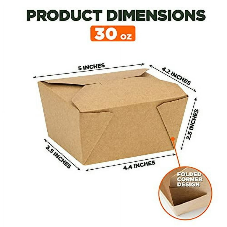 Cezoyx 50 Pack Take Out Food Containers with Window, 40 Oz Disposable Brown  Paper Food To Go Box Kraft Lunch Meal Food Boxes for Restaurant, Catering