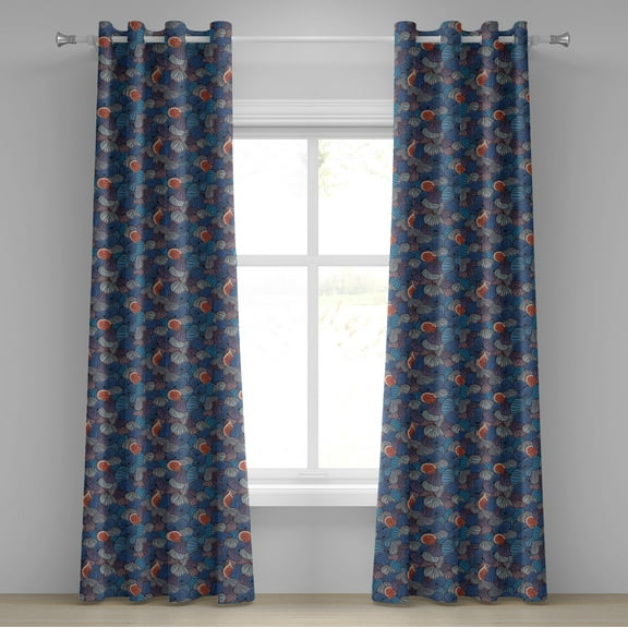 Ambesonne Fruit Grommet Curtain, Fig Fruits Pattern Spring, 50" x 96", Blue Purple Grey