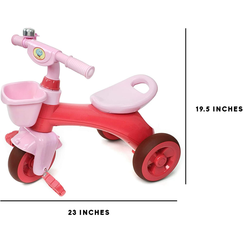 Toddler Tricycle with Bell Whistle, Pedals and Basket Ride On