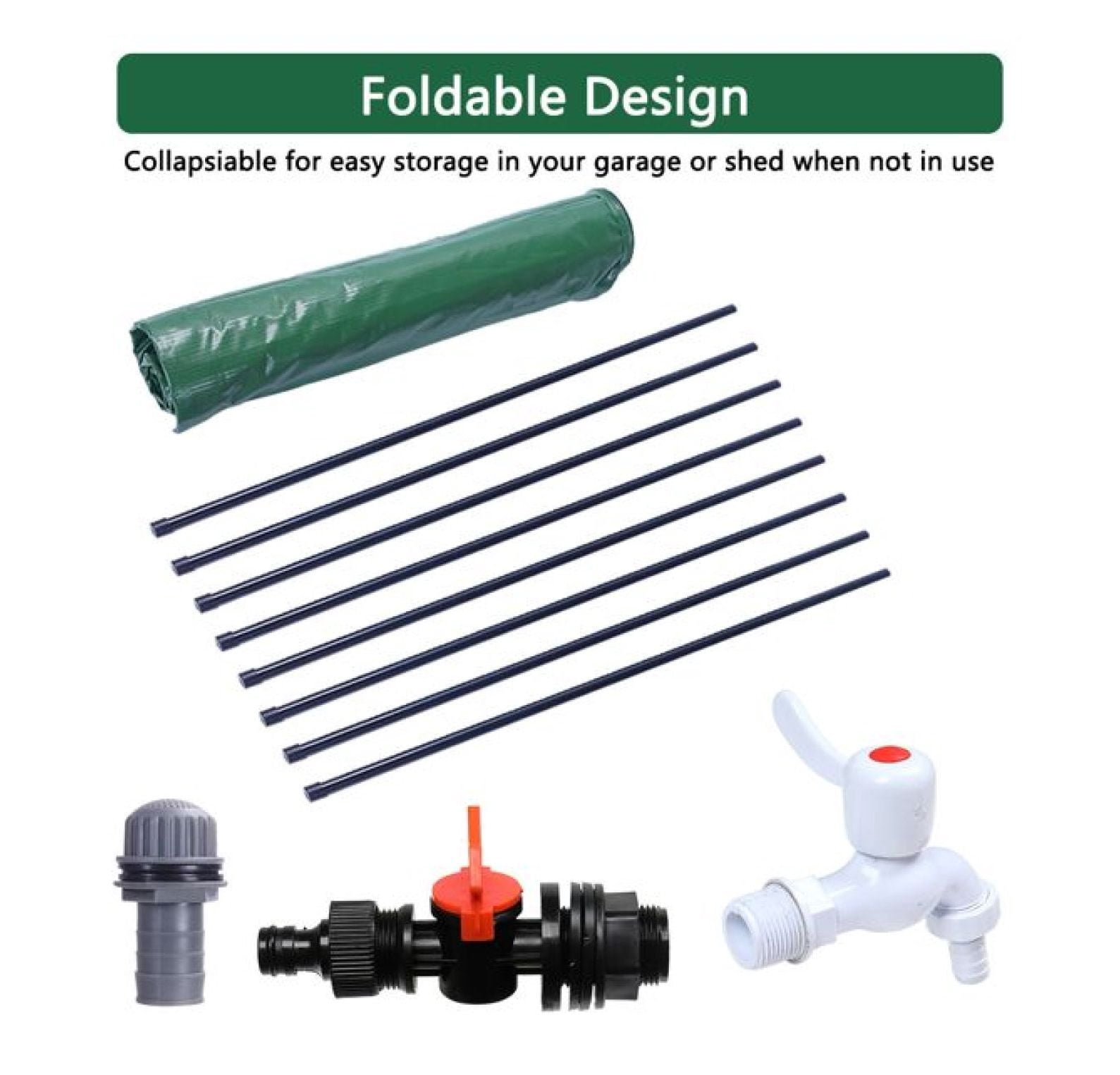 132 Gallon Rain Barrel Folding Water Collector - Green - Portable Rainwater Tank for Garden, Plants & Outdoor Use with Mesh Cover & Tap
