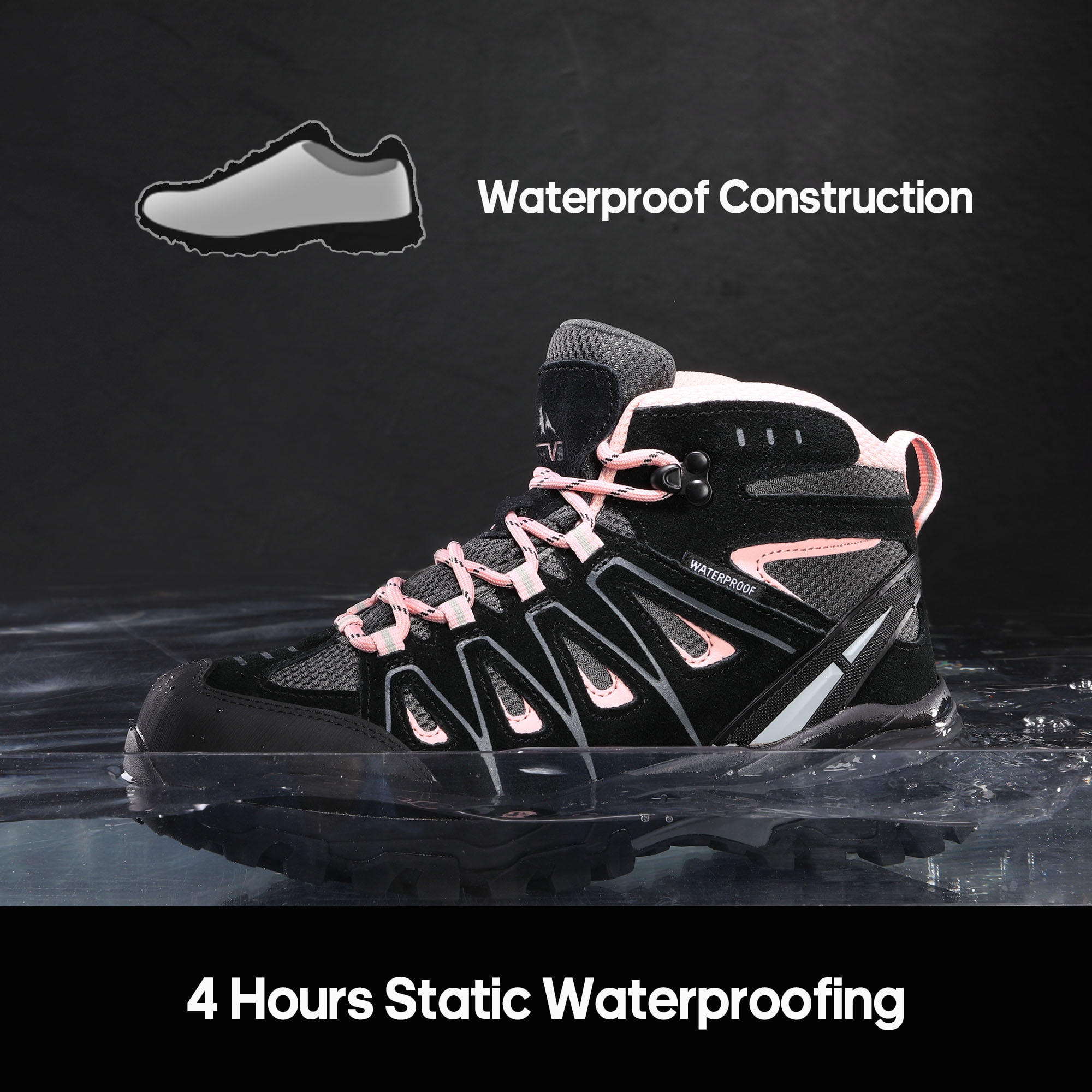 BURUDANI Women's Waterproof Hiking Boots Outdoor Trekking Camping Trail Hiking Boot