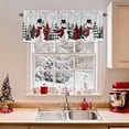 thumbnail image 2 of Merry Christmas Valances for Windows, 54 x 18in, Christmas Snowman Tree Red Plaids Snowflakes Rod Pocket Kitchen Valance Curtain Light Filtering Window Treatments for Living Room Bedroom, 1 Panel, 2 of 7
