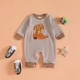 thumbnail image 2 of PEASKJP Long Sleeve Pajamas Baby Boy Newborn Baby Boy Girl Fall Winter Clothes Long Sleeve Bubble Romper Jumpsuit Overall Shorts Infant Clothing Brown,3-6 Months, 2 of 7