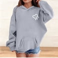 thumbnail image 2 of GiLiling Girls Preppy Heart Sweatshirt, Oversized Pullover Sweatshirt, Kids Fall Winter Long Sleeve Cute Print, Trendy Hoodie (Grey, 2-3 Years), 2 of 8