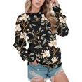 thumbnail image 1 of Gibobby Sudaderas con cremallera Sudadera de cuello redondo con estampado informal para mujer, de manga larga, versión superior, suelto (Negro, XXL), 1 of 4