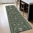 thumbnail image 3 of Green Pink Floral Vintage Hallway Runner Rug, 60x18 Inches William Morris Style Long Floor Mat, Non-Slip Washable Botanical Art Rug for Entryway Kitchen, 3 of 9