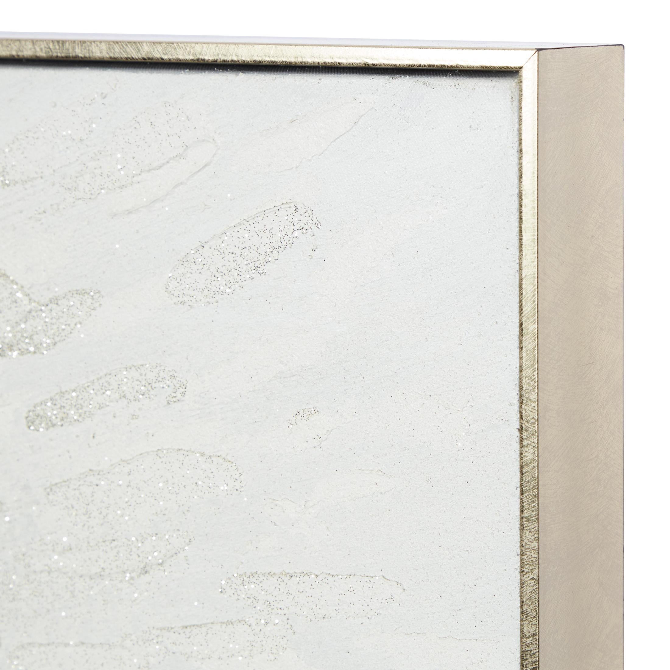 39" x 39" Abstract Metallic Starburst Framed Wall Art with Silver Foil Accents, by CosmoLiving by Cosmopolitan