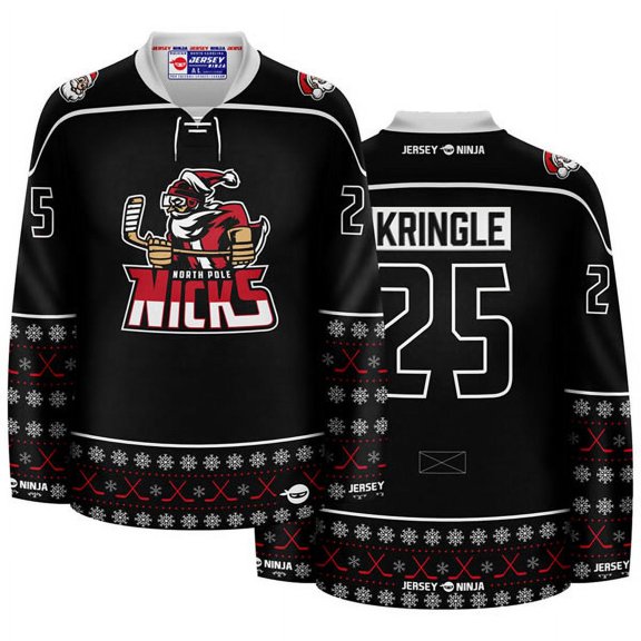 Christmas North Pole Hockey Nicks Blackout Holiday Hockey Jersey (AdultLarge)
