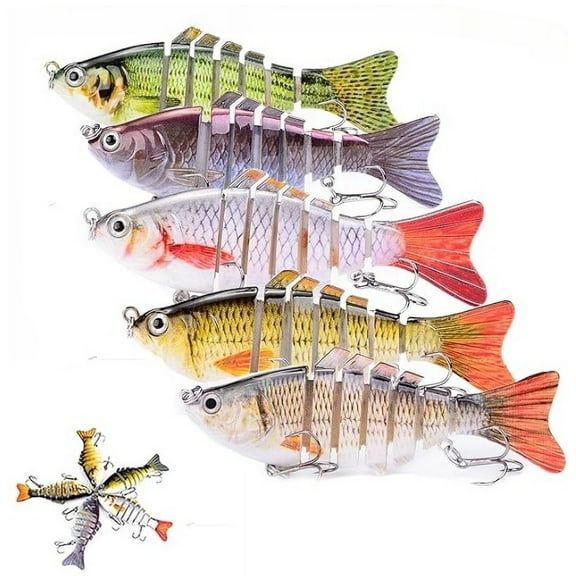 5Pack Fishing Gear - Bionic Swimming Bait, Bionic Swimming Bait, Robotic Fishing Lures for Freshwater, 3D Bionic Swimming Lure Swims Just Like A Real Injured Bait Fish