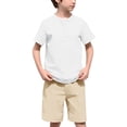 thumbnail image 2 of oelaio Boy's 2 Pieces Clothes Set Cotton Linen Summer Beach Outfits Short Sleeve Henley Shirts and Shorts Vacation Sets for Kids White 9 Years, 2 of 6