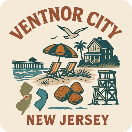 Ventnor City New Jersey Keepsakes Souvenir Vinyl Sticker – Destination Travel Keepsake Collectible (3-Inches Wide)