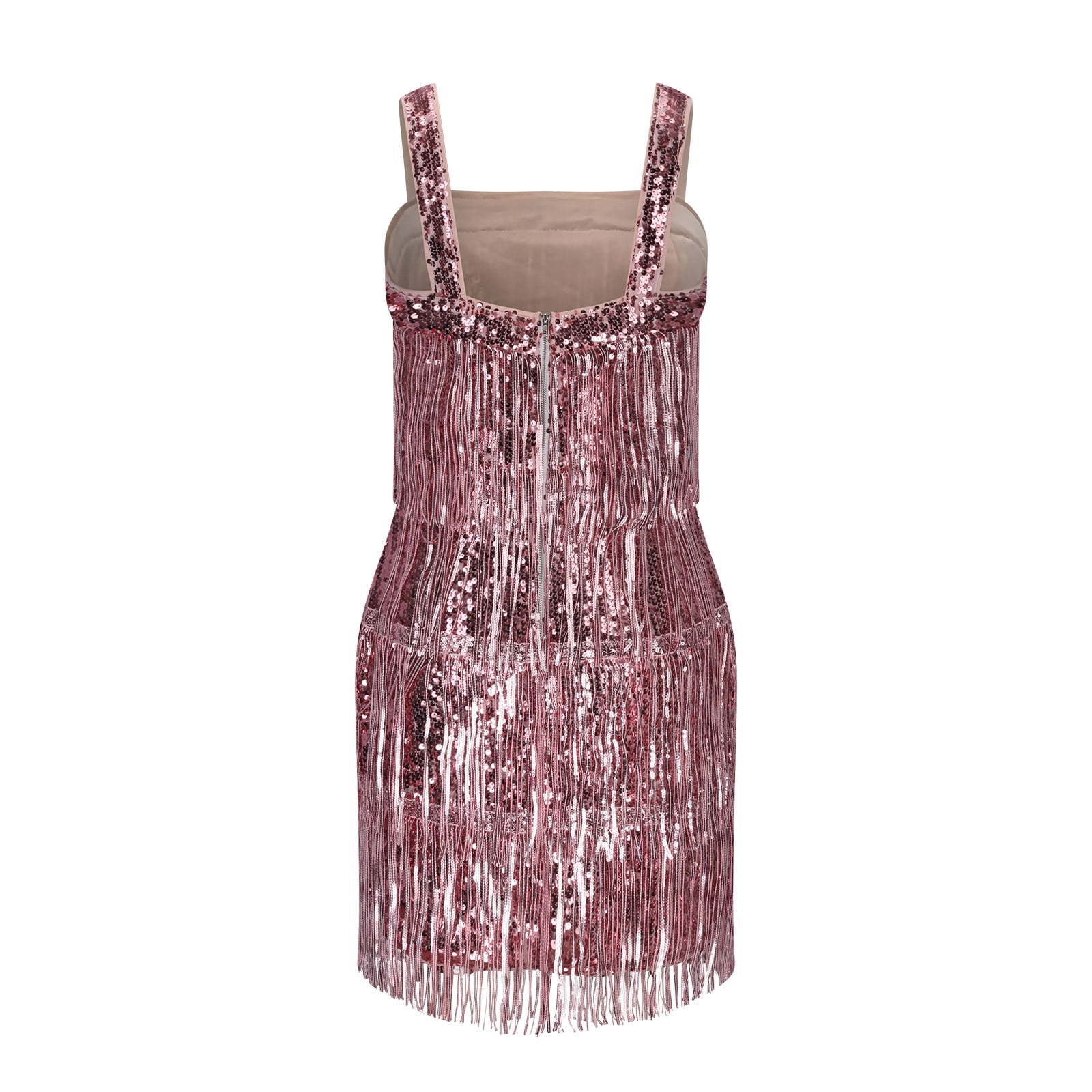 UPPADA Womens Plus Size Layered Fringe Dress Deep V Neck Cami Mini Dress Sleeveless Tassels Flapper Dresses Sequin Tassel Fringe Party Dress