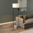 thumbnail image 3 of Evelyn&Zoe Howland 63" Tall Floor Lamp with Fabric Shade, Blackened Bronze/Concrete/White, 3 of 5