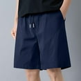 thumbnail image 6 of Big & Tall Summer Bermuda Shorts Athletic Casual Wide Leg Mens Shorts with Pocket Drawstring Waist Loose Workout Shorts Navy, 4XL, 6 of 6