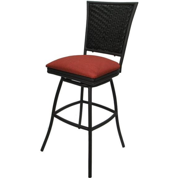 Outdoor Patio Extra Tall Swivel Armless Bar Stool 35" - Erin Tobacco - Black