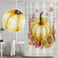 thumbnail image 5 of Orange Fall Pumpkins Shower Curtain, Waterproof Shower Curtains for Bathroom, Sunflower Botanical Thanksgiving Washable Fabric Bathtub Curtain Set Bath Decor with 12 Hooks 48"x72", 5 of 8