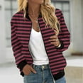 thumbnail image 7 of biudgviw Fall Jackets for Women Trendy Long Sleeve Striped Printed Zipped up Tops Fashion Crewneck Hooded Outwear, 7 of 7