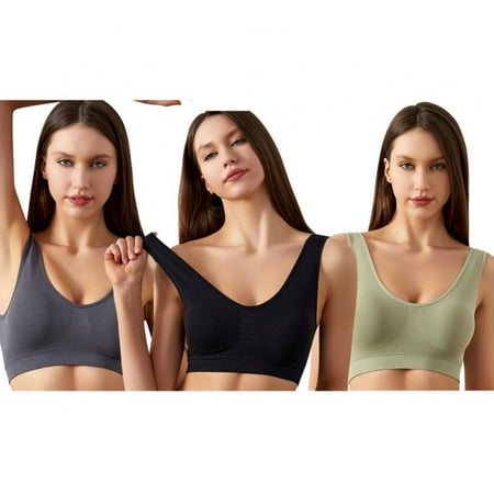 

Monfince Sports Bras for Women Seamless Comfortable Yoga Bra with Removable Pads 3 Packs