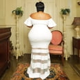 thumbnail image 3 of AURA Plus Size V Neck Maxi Dress Women Flare Sleeve High Waist Elegant Summer Party Dress, 3 of 4