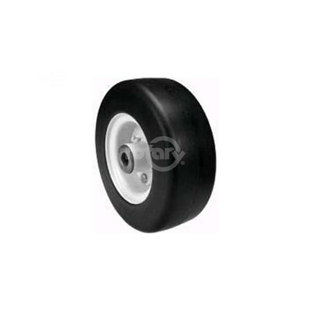 3-Piece Rim, Solid Foam Tire.  Open Cage Roller Bearing with Zerk Fitting.  Fits Toro Midsize Units.  Painted White.  Uses Rotary #8864 Tire & #8441 Wheel Bearing Kit.  (Painted