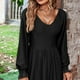 thumbnail image 3 of Blusas de mujer de manga larga, camisas de mujer de manga larga, blusas tipo jersey, blusas de mujer con cuello en V, elegantes, sencillas, de gran tamaño, 3 of 5