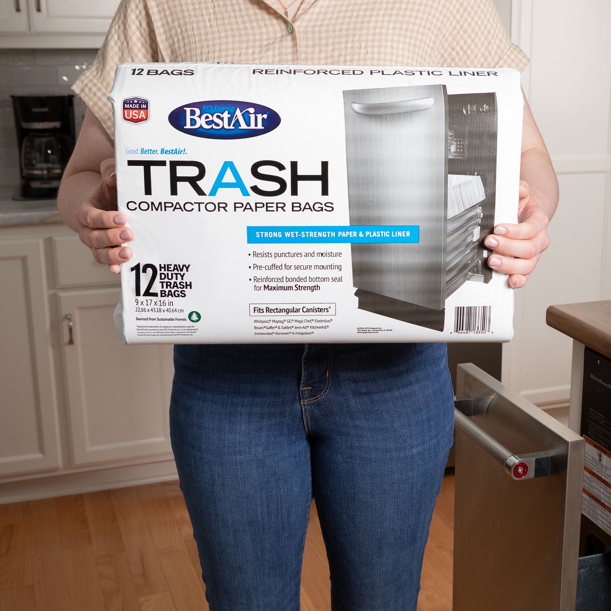 BestAir WMCK1335012-2 Trash Compactor Bag, Paper/Plastic