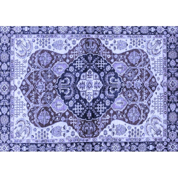 Ahgly Company Machine Washable Indoor Rectangle Persian Blue Traditional Area Rugs, 7' x 10'