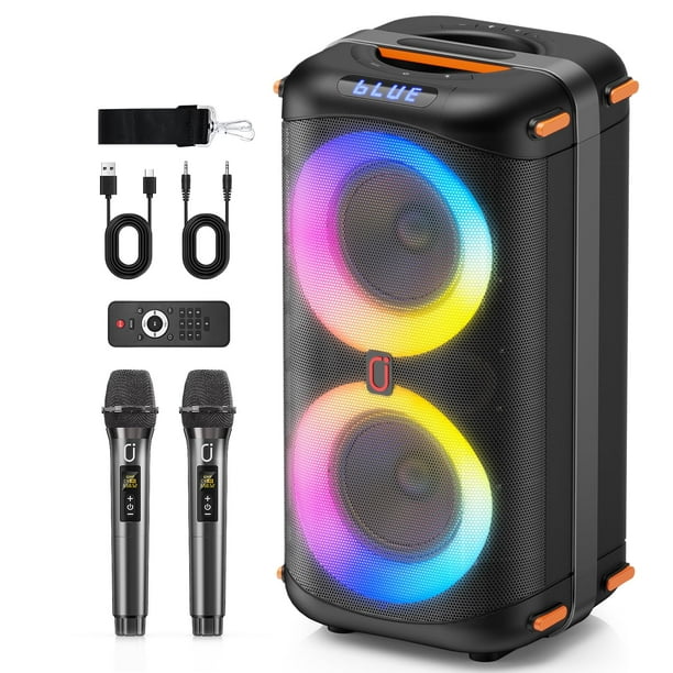 Máquina de karaoke Jokmic con 2 micrófonos inalámbricos Bluetooth