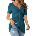 thumbnail image 2 of Sherrylily Women V-Neck Front Knotted Shirt Long Sleeve Elegant Casual T-Shirt Pullover Tops, 2 of 4