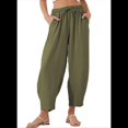 thumbnail image 1 of Pantalones Rectos Holgados e Informales de Algodón y , Color Verde , Talla S, 1 of 8