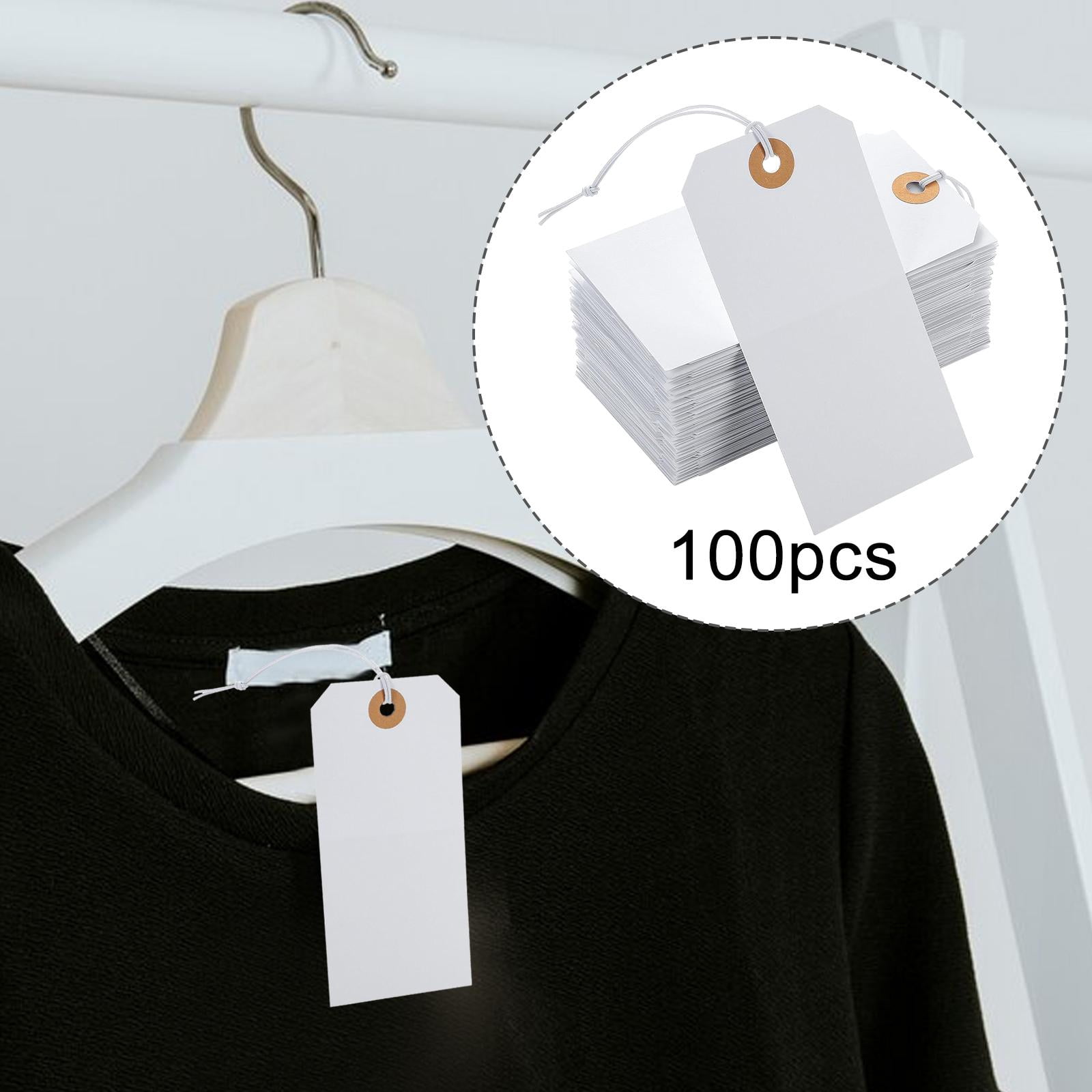 Tachiuwa 100Pcs Gift Tags with String Gift Hanging Label Tags with Hole Decorations Labels Garment Tags Blank Hanging Tags for Drawing 12x6cm