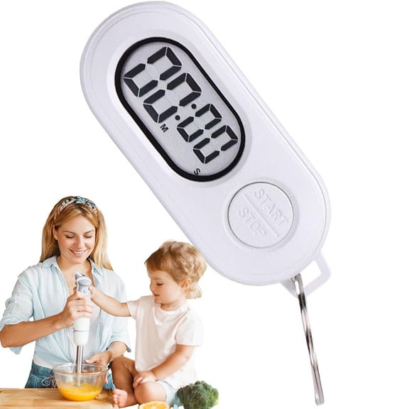 Outdoor Stopwatch Keychain with LCD Display, Lightweight and Durable, for Playground, Classroom, Kitchen, Gym, and Fitness Timing Activities, White