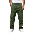 thumbnail image 6 of Men's Relaxed Fit Cargo Pants Straight Leg Elastic Waist Drawstring Multi Pocket Durable Spring Fall Pants, 6 of 9