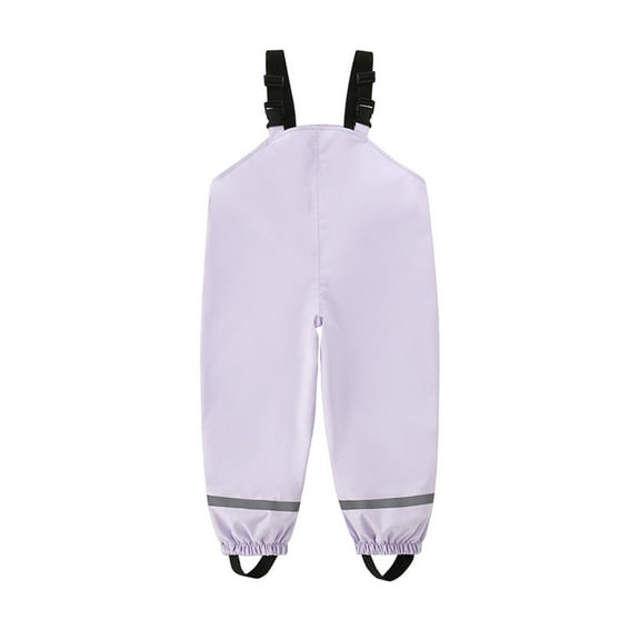 CQONEPT Toddlers Girls Rain Overall Waterproof Pants Quick Dry Jumpsuit Water Resistant Outdoor Romper Purple 2 Years