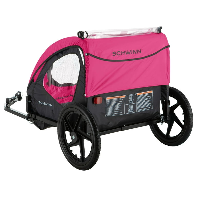Schwinn Shuttle Foldable Bike Trailer Pink Black 2 Seats