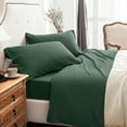 thumbnail image 5 of PURE ERA Jersey Knit 4pc Bed Sheet Set 100% T-Shirt Cotton Soft Comfy Solid Forest Green Queen, 5 of 8