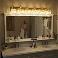 thumbnail image 3 of Aoile Wall Sconces Lighting, 6-Light Crystal Vanity Light Fixtures with Square Shade for Bedroom, Living Room, Hallway, Gold, 3 of 8