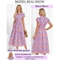 thumbnail image 3 of Vestido hawaiano GRACE KARIN con estampado floral en A, manga corta, azul S, 3 of 5