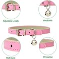 thumbnail image 2 of collier De Chat En Cuir 5 Pices Avec Cloche (rose, Jaune, Noir, Vert, Bleu Clair), Boucle En Mtal Rglable Et Durable Petit Collier De Chat, Collie, 2 of 5