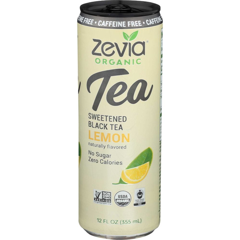 Zevia Organic Caffeine Free Lemon Sweetened Black Tea, 12 Fluid Ounce