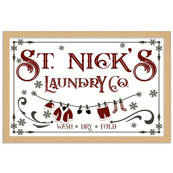 St Nick's Laundry Company Laundry Room 14.5" x 20.5" Framed Christmas Wall Decor  Sign Poster in a