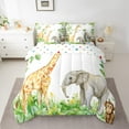 thumbnail image 2 of Feelyou Giraffe Elephant Animal Bedding Comforter Set 7pcs, Green Palm Leaf Queen Bedding Sets, Woodland Wildlife Reversible Queen Sheet Sets, Ultra Soft Home Decor, 2 of 7