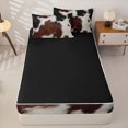 thumbnail image 4 of Erosebridal Animal Cowhide Print Zipper Queen Comforter Set with Fitted Sheet and 2 Pillowcases,Vintage Rustic Style Zipper Bedding Set,Brown Black White,Black Reversible, 4 of 6
