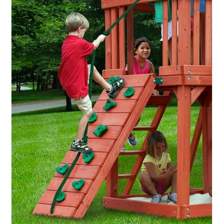 Gorilla Playsets Nantucket II Wooden Swing Set with 2 Belt Swing, Trapeze Bar, and Working Shudders - Image 2