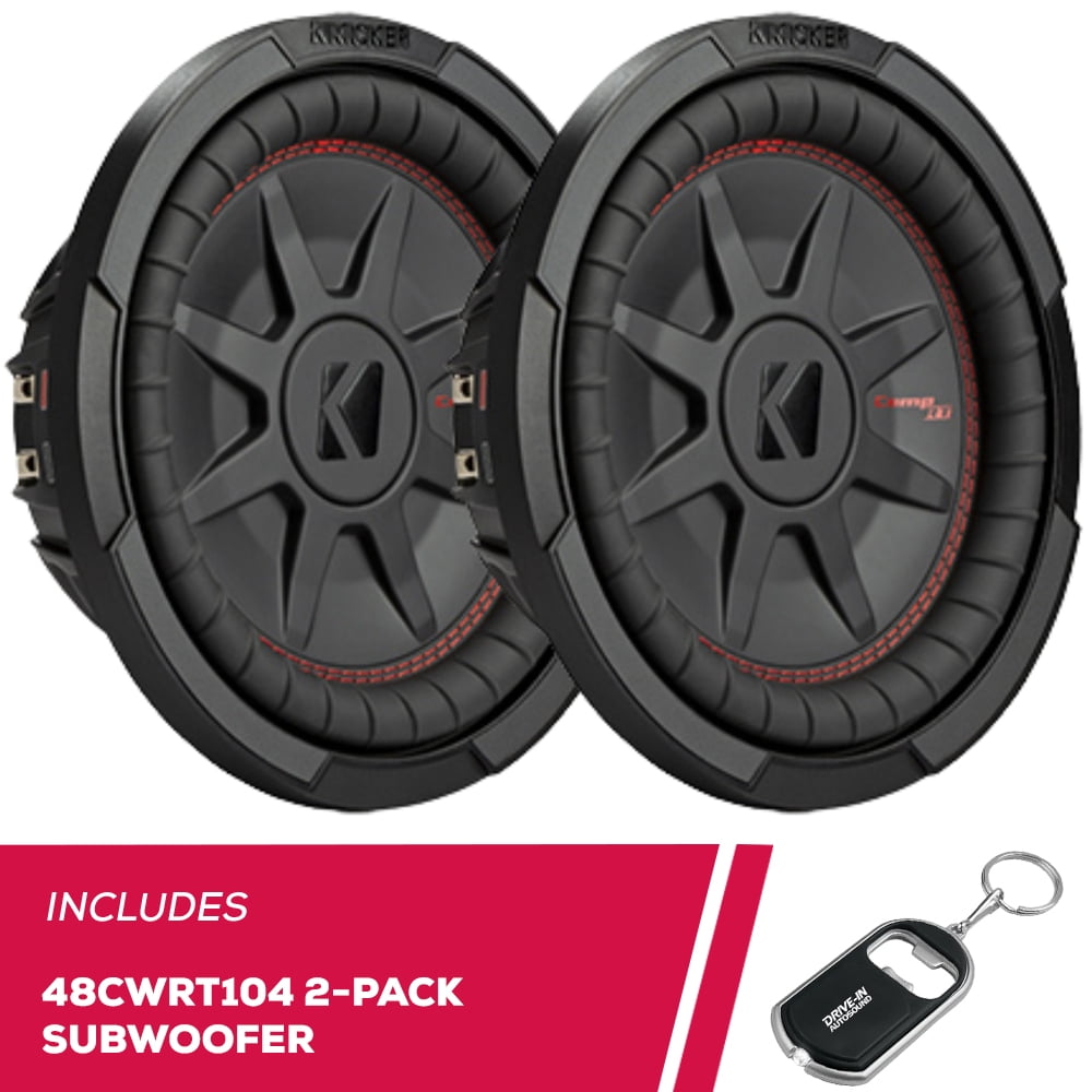 New Kicker Pair of 48CWRT104 Shallow-Mount 10" Subwoofer with Dual 4-Ohm Voice Coils