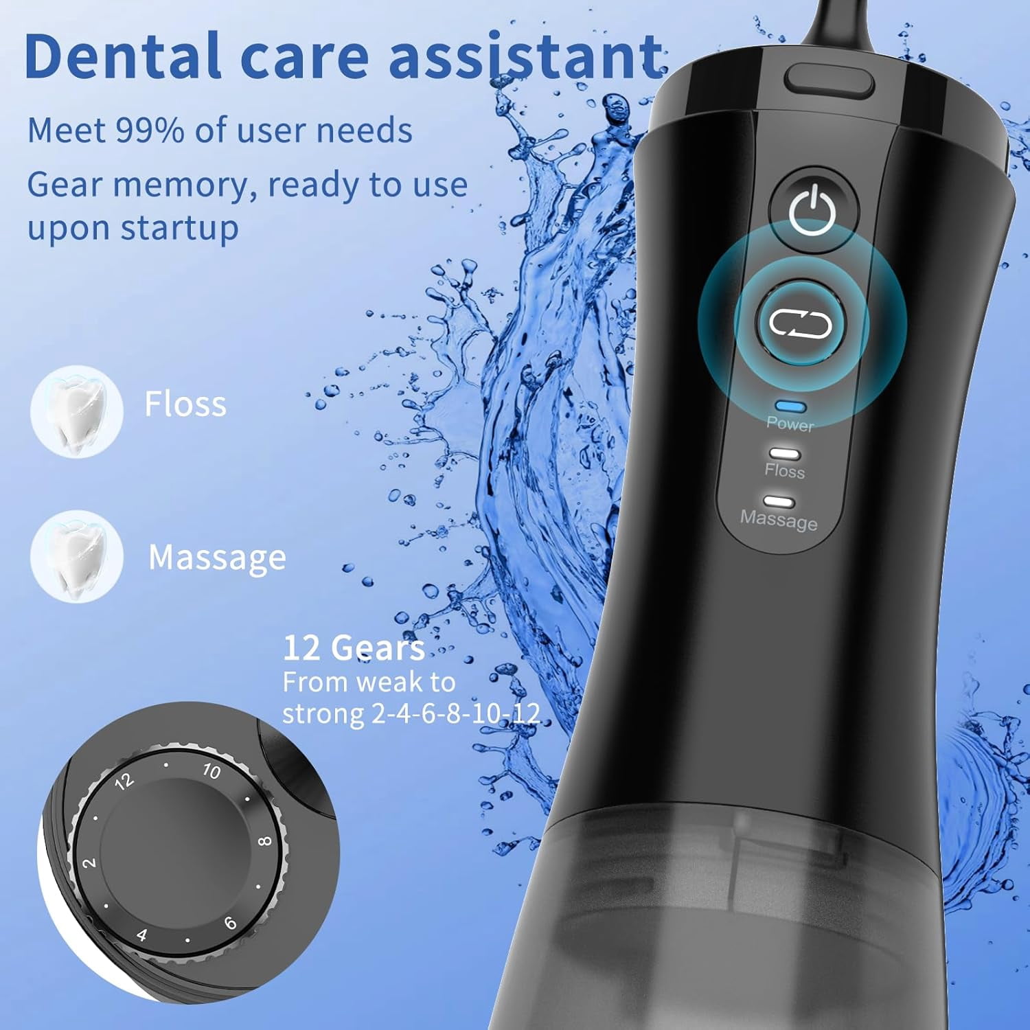 Water Flosser with Camera for Teeth, Visual Water Dental Flosser with 12-Gear, Rechargeable Water Flosser with 3-Nozzle and IPX7 Waterproof for Android and iOS(White)
