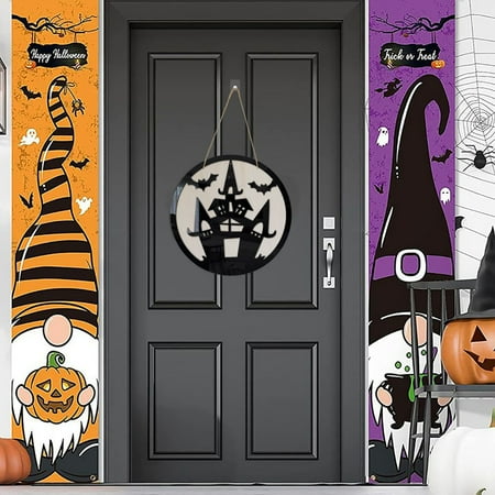 

TANGNADE Halloween Wooden Ornaments Witch Bat Cat Living Room Bedroom Decoration Pendant