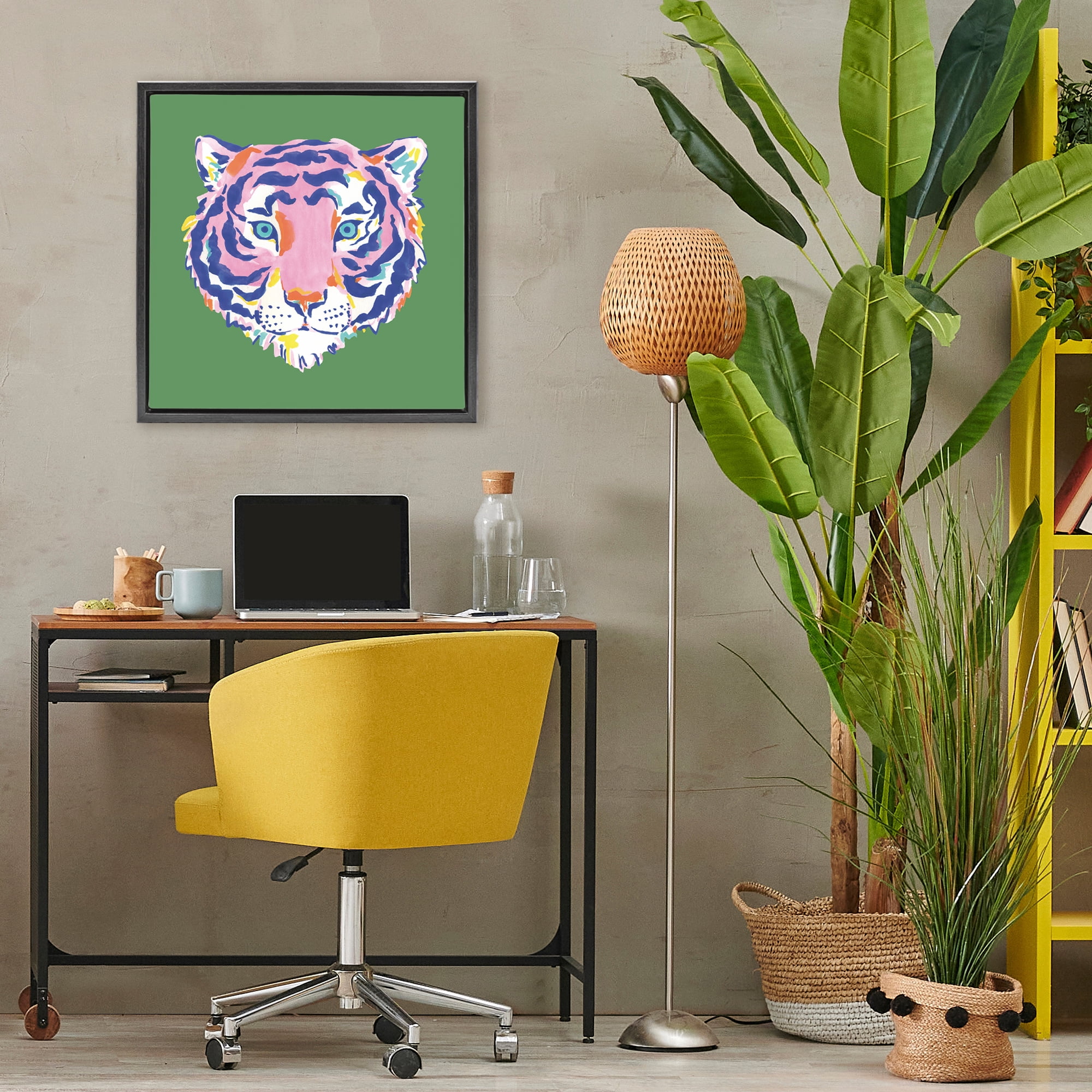 Stupell Industries Exotic Boho Tiger Face Black Framed Floater Canvas Wall Art, design by Karolina Sato