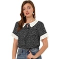 thumbnail image 1 of INSPIRE CHIC Blusa de lunares de manga corta con cuello Peter Pan en contraste vintage para mujer Corazón negro M, 1 of 6