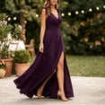 thumbnail image 4 of Aimik Evening Gown for Women V-Neck Ruched Wrap Maxi Dress with High Slit Sleeveless Backless Dress Summer Dresses for Women, 4 of 5